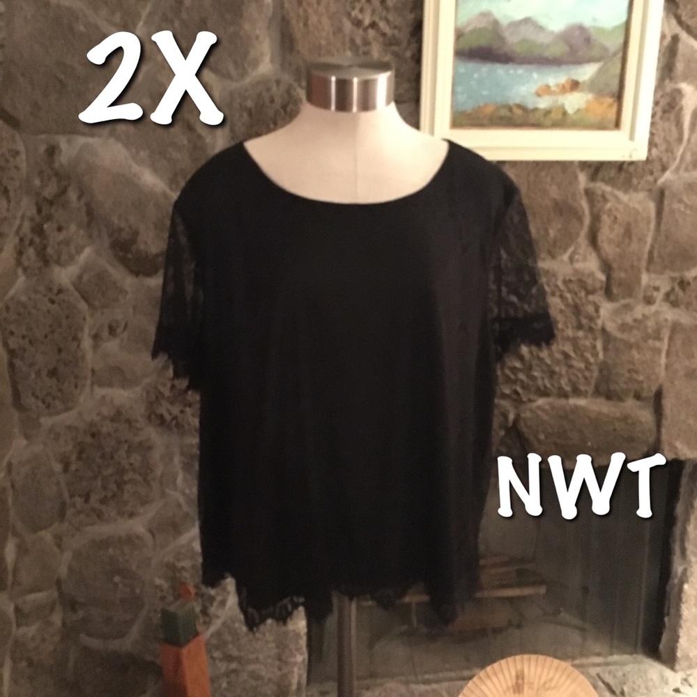 Fantabulous Black Lace Blouse Size 2X